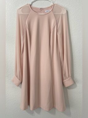 Calvin Klein Light Blush Pink Long-Sleeve A-Line Dress